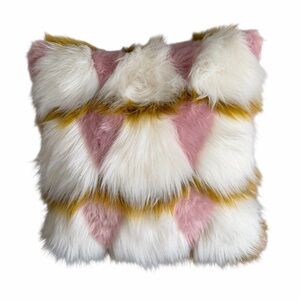 Anthropologie Coren Faux Fur Pillow 20x20 Feather Insert Blush